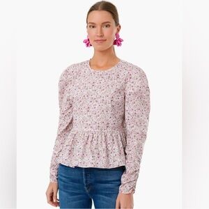 🌸 Tuckernuck Hyacinth House Cottagecore Long Sleeve Peplum Floral Zip Blouse XL